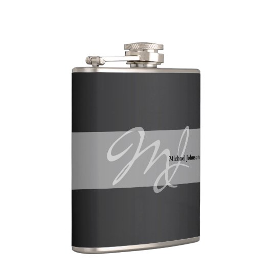 Masculinaire monogram en naamontwerp heupfles (Rechts)