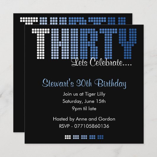 Masculine, 30e verjaardag van de uitnodiging van d (Voorkant / Achterkant)