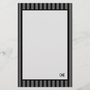 Masculine - Aangepaste zwarte en grijze strepen Briefpapier