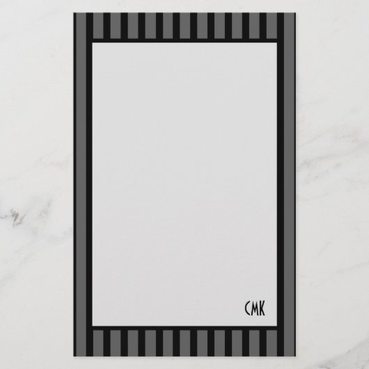 Masculine - Aangepaste zwarte en grijze strepen Briefpapier (Voorkant)