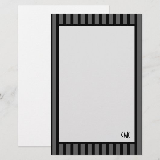 Masculine - Aangepaste zwarte en grijze strepen Briefpapier (Voorkant / Achterkant)