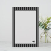 Masculine - Aangepaste zwarte en grijze strepen Briefpapier (Staand voorkant)