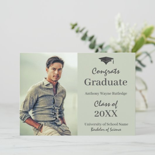 Masculine Afstuderen Foto-aankondiging en Partij Aankondiging (Staand voorkant)