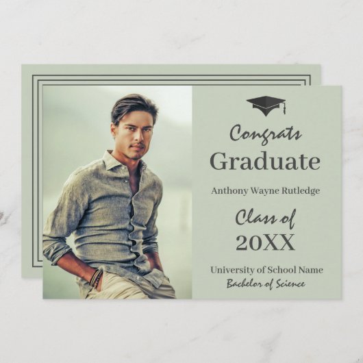 Masculine Afstuderen Foto-aankondiging en Partij Aankondiging (Voorkant / Achterkant)
