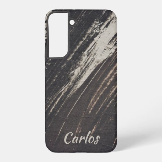 Masculine and Modern Black and Beige Paint Strokes Samsung Galaxy Hoesje (Achterkant)