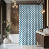 Masculine Bath Curtain Blue Plaid Gift Idea Douchegordijn