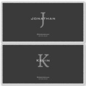 Masculine Black and White Initial + Name Monogram Sticker (Voorkant)