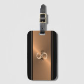 Masculine Black Bronze Monogram Gepersonaliseerd M Bagagelabel (Voorkant (verticaal))