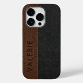 Masculine Black & Brown  Faux Leather Hoesje- Case-Mate iPhone Case (Achterkant)