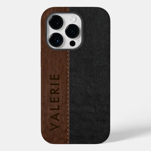 Masculine Black & Brown  Faux Leather Hoesje- Case-Mate iPhone Case (Achterkant)
