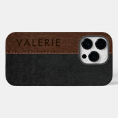 Masculine Black & Brown  Faux Leather Hoesje- Case-Mate iPhone Case (Achterkant (horizontaal))