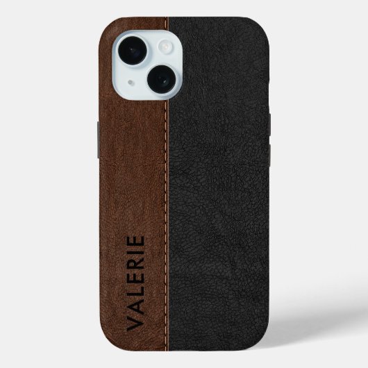 Masculine Black & Brown  Faux Leather Hoesje- Case-Mate iPhone Case (Achterkant)