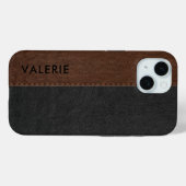 Masculine Black & Brown  Faux Leather Hoesje- Case-Mate iPhone Case (Achterkant (horizontaal))