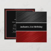 Masculine Black Dark Red Stripes Party Kaart (Voorkant / Achterkant)