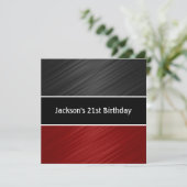 Masculine Black Dark Red Stripes Party Kaart (Staand voorkant)
