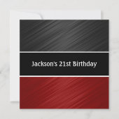 Masculine Black Dark Red Stripes Party Kaart (Voorkant)