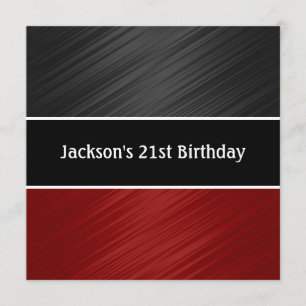 Masculine Black Dark Red Stripes Party Kaart