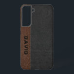 Masculine Black en bruin  leder Samsung Galaxy Hoesje<br><div class="desc">Elegant masculine zwart en bruin geborduurd  faux leder zien er aanpasbaar monogram uit.</div>