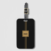 Masculine Black en Gold Monogram Bagagelabel (Voorkant (verticaal))