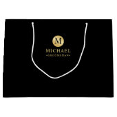 Masculine Black en Gold Personalized Groomsmen Groot Cadeauzakje (Voorkant)