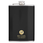 Masculine Black en Gold Personalized Groomsmen Heupfles (Voorkant)