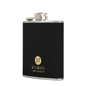 Masculine Black en Gold Personalized Groomsmen Heupfles (Links)