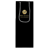 Masculine Black en Gold Personalized Groomsmen Wijn Cadeautas (Voorkant)