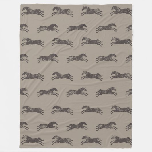 Masculine Black en Tan Classic Equestrian Horses Fleece Deken (Voorkant)