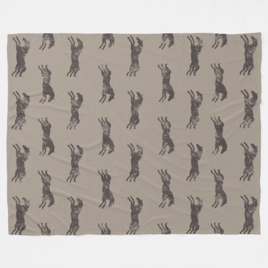 Masculine Black en Tan Classic Equestrian Horses Fleece Deken (Voorkant (Horizontaal))