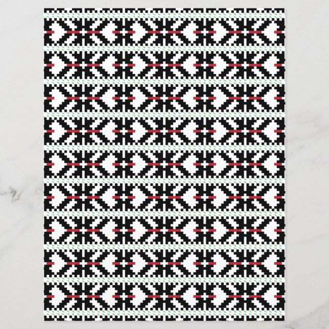 Masculine Black en white Latvian tribal folk art (Voorkant)