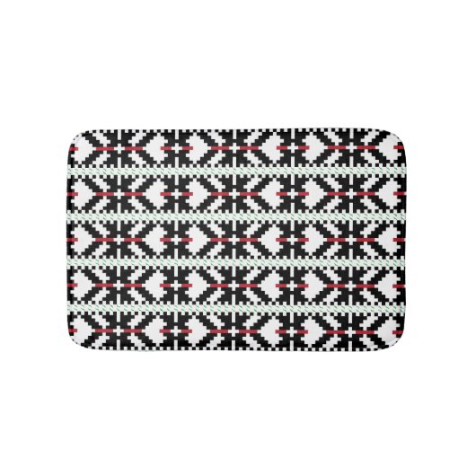 Masculine Black en white Latvian tribal folk art Badmat (Voorkant)