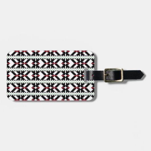 Masculine Black en white Latvian tribal folk art Bagagelabel (Voorkant horizontaal)