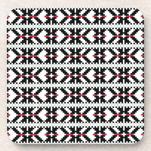 Masculine Black en white Latvian tribal folk art Bier Onderzetter (Voorkant)