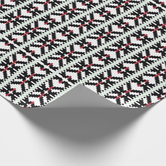 Masculine Black en white Latvian tribal folk art Cadeaupapier (Hoek)