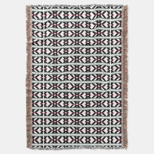Masculine Black en white Latvian tribal folk art Deken (Voorkant Verticaal)
