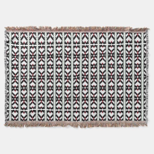 Masculine Black en white Latvian tribal folk art Deken (Voorkant)