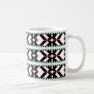 Masculine Black en white Latvian tribal folk art Koffiemok
