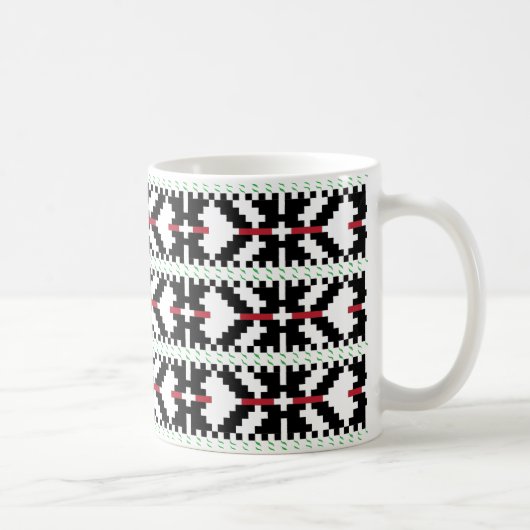 Masculine Black en white Latvian tribal folk art Koffiemok (Rechts)