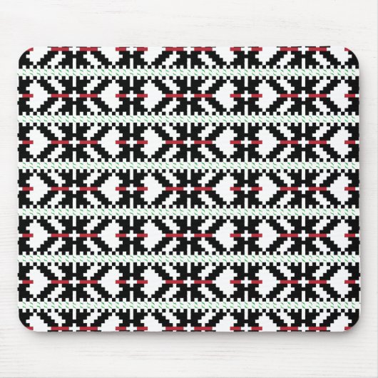 Masculine Black en white Latvian tribal folk art Muismat (Voorkant)