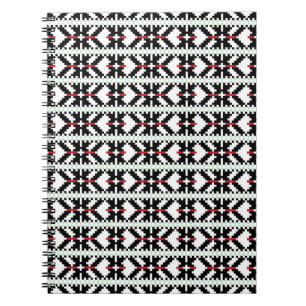 Masculine Black en white Latvian tribal folk art Notitieboek