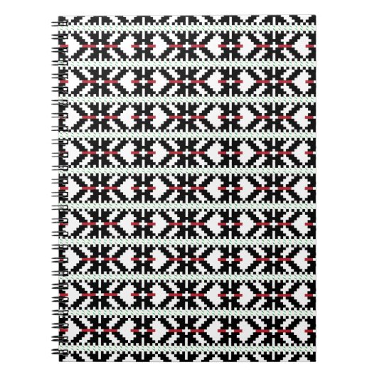 Masculine Black en white Latvian tribal folk art Notitieboek (Voorkant)