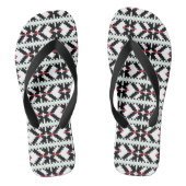 Masculine Black en white Latvian tribal folk art Teenslippers (Voetbed)