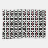 Masculine Black en white Latvian tribal folk art Theedoek (Horizontaal)