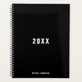 Masculine Black Monochrome minimalist Planner (Voorkant)