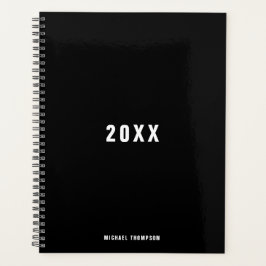 Masculine Black Monochrome minimalist Planner