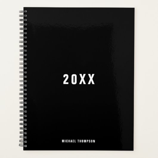 Masculine Black Monochrome minimalist Planner (Voorkant)