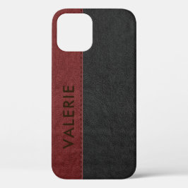 Masculine Black & Red Faux Leather Hoesje-Ma Case-Mate iPhone Case