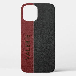 Masculine Black & Red  Faux Leather Hoesje-Ma Case-Mate iPhone Case