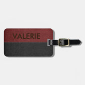 Masculine Black & Red  Faux-leder Bagagelabel (Voorkant horizontaal)