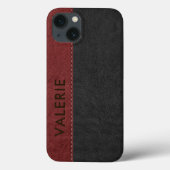 Masculine Black & Red Faux-leder Case-Mate iPhone Case (Achterkant)